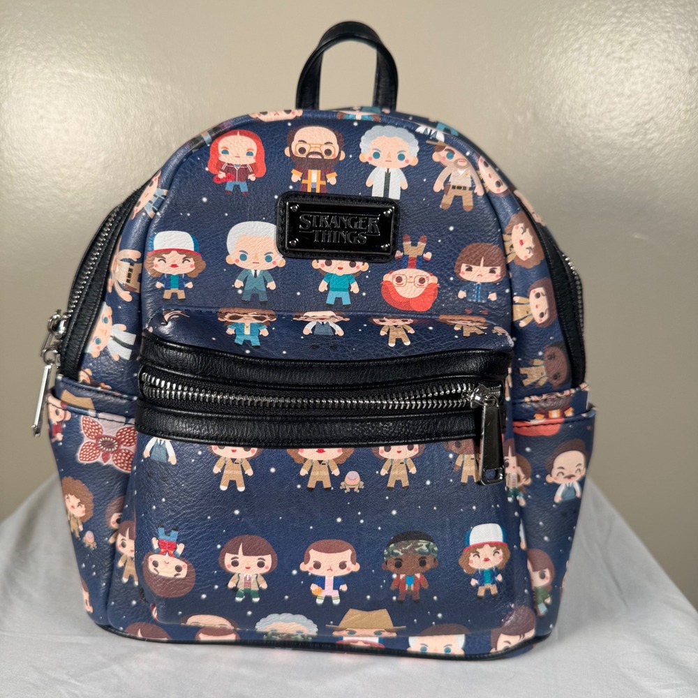 Loungefly Stranger Things Mini Backpack Unisex OS Navy Chibi Character Print